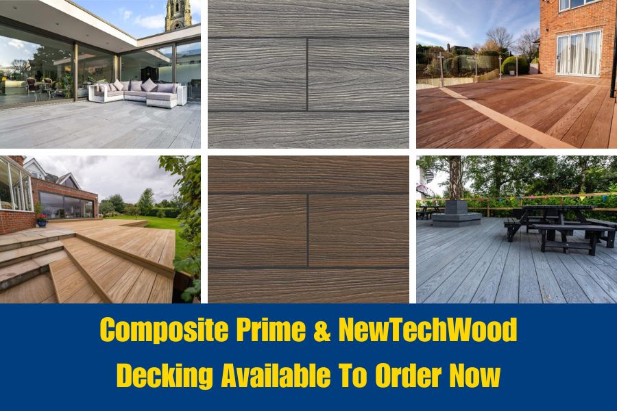 Images of different types of timber and composite decking available from AWBS